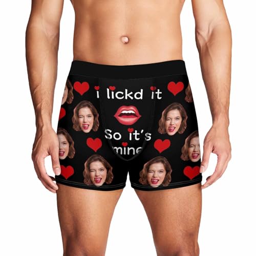 Personalized Men Boxers Brief with Face for Valentines, Custom Funny Face Underwear with Heart for Men Birthday4