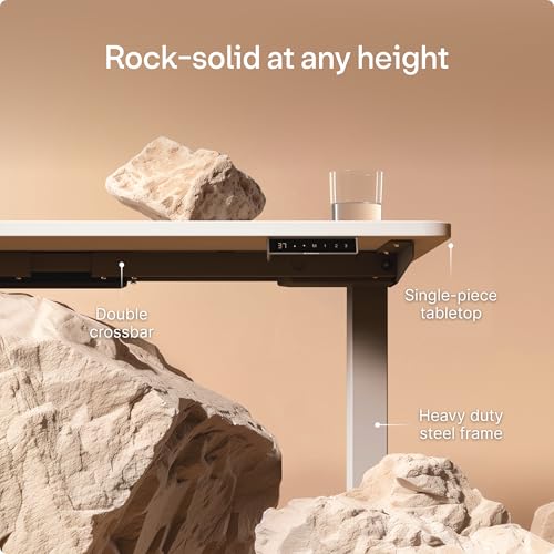 Image of Desktronic HomePro Standing Desk 48x24 - Made in Europe, Ergonomic Sit Stand Home Office Desk, Electric Height Adjustable, Dual Motor, USB & USB-C Charging, Wobble-Free, Touchscreen, 3 Memory Presets