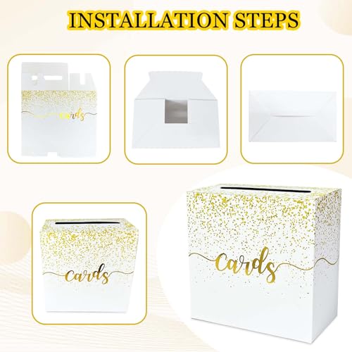 Image of Gold Card Box for Party Gift Card Box Holder Envelope Box for Wedding Birthday Baby Shower Retirement Gold Foil Card Box