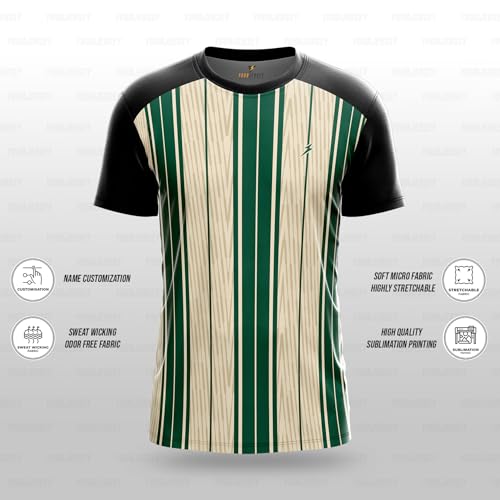 Image of YOURJERSEY Custom Sports Jersey for Men Personalised Cricket /Football /Badminton T-Shirt Customise Name, Dry-Fit Fabric Sizes 2Y-4XL Custom T-Shirt