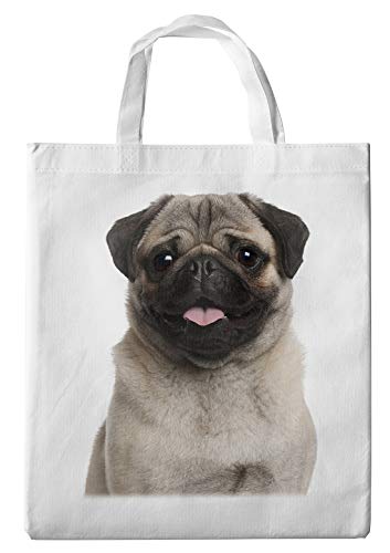 Merchandise for Fans Einkaufstasche- 38x42cm, 8 Liter - Motiv: Mops Porträt [ 07 ]