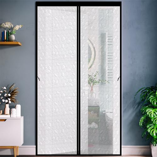 Insulated Door Curtain, Magnetic Thermal Insulated Door Cover Keep Cool Summer 34'' x 81.6'' Fits Size 32'' x 80'', Self Sealing, Summer Air Conditioner Room Pet Friendly