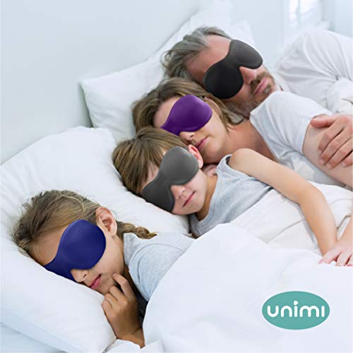 (4packs) Unimi Sleep Mask for Woman and Man, Upgraded Contoured 3D Eye Mask Eye Cover, Comfortable Sleeping Mask No Pressure On Your Eyeballs, Create Total Darkness Black Purple Blue Grey Navy