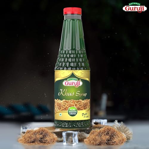 Image of Jai Guruji Khus Syrup Sharbat Instant Refreshing Drink For Summer (Mix with Water or Soda) - 750ML