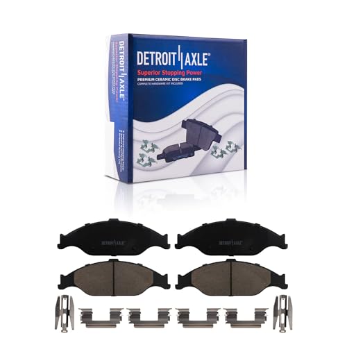 Image of Detroit Axle - Front Brake Kit for 1999-2004 Ford Mustang Base GT | Drilled & Slotted Brake Rotors and Ceramic Brake Pads Wheel Bearing Hubs 2000 2001 2002 2003 Replacement