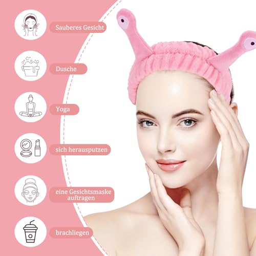 Snail Face Washing Headband, Pack of 3 Face Washing Headband, Snail Spa Headband, Coral Fleece for Makeup Beauty, Skin Care - Image 4