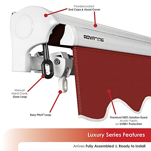 Advaning Luxury Series, 12'X10' Manual Retractable Awning, Premium Quality Fully Assembled Uv+ Sun Shade Canopy, Terracotta, Ma1210-A104H2 #TOP2