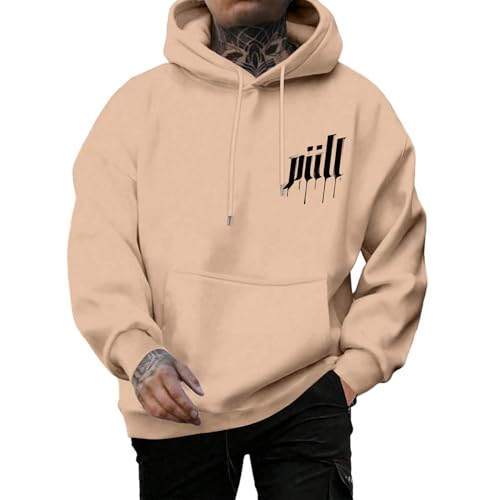 Men's Hoodies Pullover - Long Sleeve Oversized Letter Print Sweatshirt - Fall Winter Sweater Fashion Top