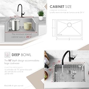 Stylish 28 x 18 Inch Undermount Kitchen Sink 16G Stainless Steel 10mm Radius Corners Single Bowl Kitchen Sinks with Bottom Grid and Luxury Basket Strainer, S-306XG Stylish 28 x 18 Inch Undermount Kitchen Sink 16G Stainless Steel 10mm Radius Corners Single Bowl Kitchen Sinks with Bottom Grid and Luxury Basket Strainer S 306XG