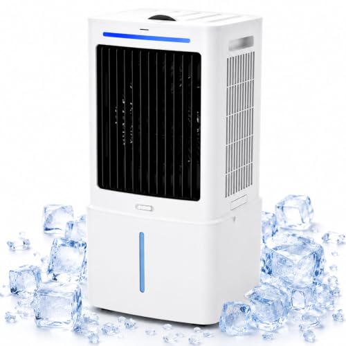 Acondicionador de Aire Portátil Sin Tubo, Climatizador con Tanque 25L Temporizador 12H, 3 Modos Ventilación, 4 Ruedas, para Habitación Casa, Flujo Aire 6.8m (390x340x775mm)