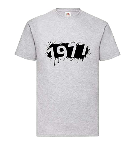 T-shirt 1977 homme gris XXXL en coton confortable pour style décontracté au quotidien