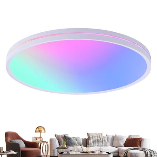 Luz de techo, lámpara de montaje de lavado LED RGB para brillo ajustable, luz ambiental de control remoto con potencia de 48W, accesorio para el hogar para cocina, guardería, dormitorio y pasillo, 14.
