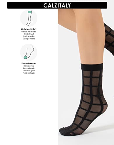 CALZITALY 3 Pairs Women Pop Socks, Sheer Everyday Ankle Socks in 3 Different Designs: Dots, Stripes and Geometric2