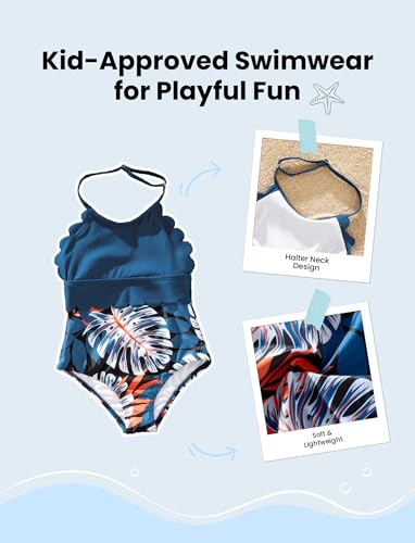 Image of PATPAT Mommy and Me Matching Swimsuit:One Piece V Neck Bathing Suits Leaves Printed Family Swimwear Matching Set
