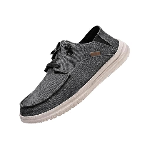 Men's Loafers Slip-On Canvas Sneakers Walking Boat Shoes Fashion Classcial Casual Round Toe Comfortable Vintage Flat Shoes for Driving Outdoor