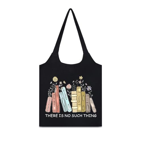 Werbavi Sacola feminina de lona para amantes de livros, presentes para leitores, flores fofas, estéticas, compras, mercearia, reutilizáveis, sacolas, Preto, One Size