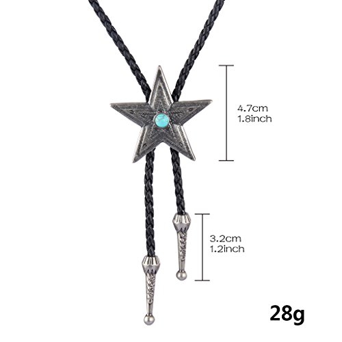Image of GelConnie Bolo Tie for Men Women Western Cowboy Turquoise Leather Necktie | Natural Stone Bolo Tie Necklace for Women Rodeo Cowboy Leather Necktie Native American Western Cowgirl Ties Adjustable Cord
