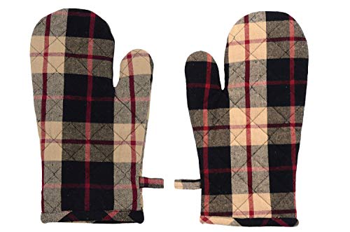 HOME FIBER Cotton Microwave Oven Mitten for Microwave – Set of 2 PCS Oven Glove – Heat Resistant – Black Checks