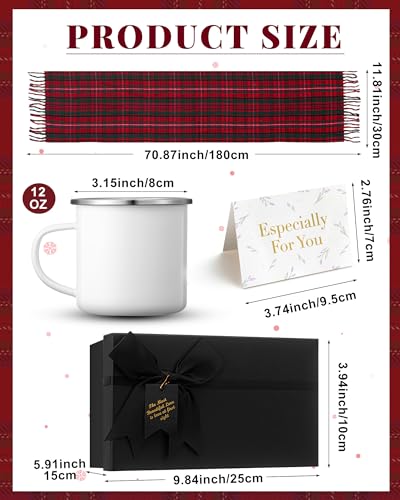 Winter Scarf for Woman Christmas Gift Box Sets Warm Soft Plaid Scarf Socks with Gift Box Card for Mom Wife Friend3