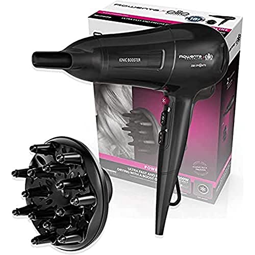 Rowenta Powerline CV5912 - Secador de pelo con tecnología Ionic Booster, ahorro de energía, golpe de aire frío, secador de pelo iónico, 6 ajustes de velocidad/temperatura, protección térmica