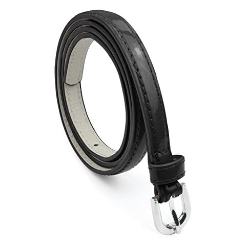 Belle Donne, Silver Polished Buckle, Belt, Leather Glossy Belt, Black Belt, Small Womens Belt Cover