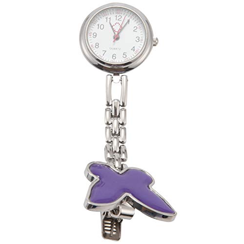 JUFUM Nouvelle Montre Infirmière Papillon À La Mode Montre De Poche avec Pince Broche Chaîne À Cover