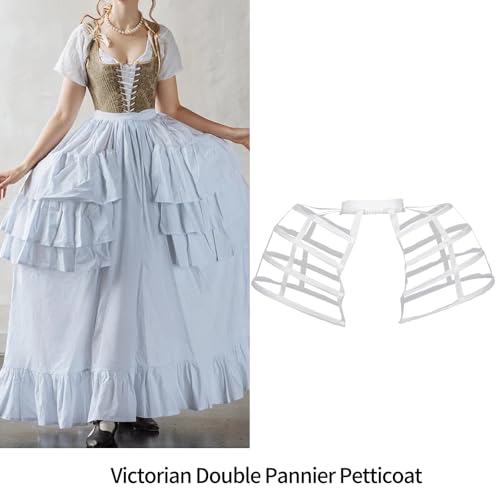 Pannier Petticoat Bustle Cages Skirt Women Victorian Dress Hoop Skirt,Double side Bustle Birdcage Underskirt2