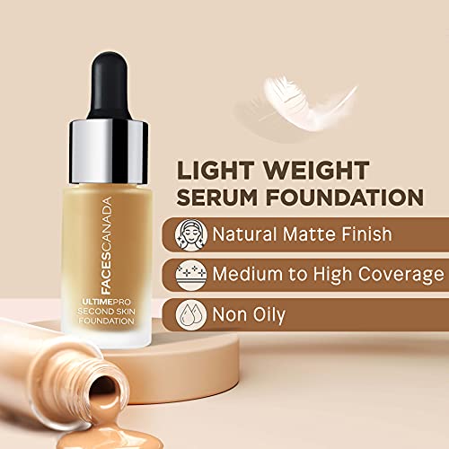 Image of FACESCANADA Ultime Pro Second Skin Foundation - Soft Sand 041, 15ml | Lightweight Anti-Ageing Serum Foundation | 3X Lighter | Natural Matte Finish | Medium To High Coverage | SPF 15 | Non-Oily
