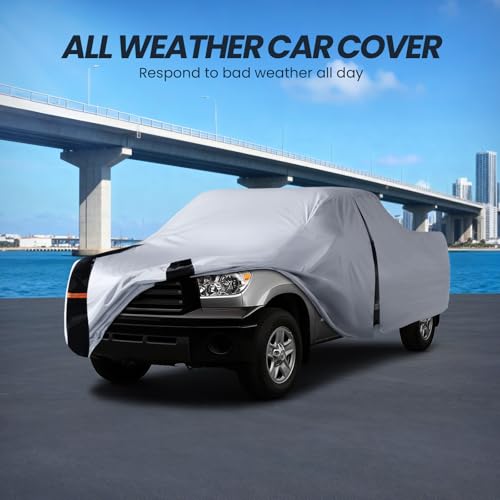 Image of Multi-Layer Toyota Tundra Truck Cover, Custom fit Tundra 1999-2021 Access /Extended Cab Short Bed(6.2')Car Cover Waterproof All Weather, Full Exterior Cover Rain Wind and UV Protection With Door Zipper