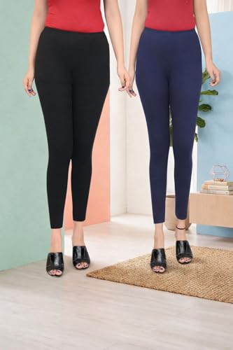 Image of Women Ankle Length Leggings Combo Pack Stretchable Comfortable Slim Fit High Waist Leggings for Women Ankle Length Soft Fabric