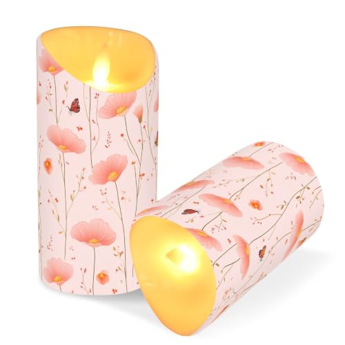 Pilar velas sin llama de San Valentín con control remoto, pack de 2 3
