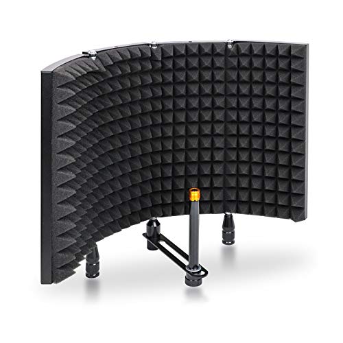 Bouclier d'isolation de microphone professionnel ,MOFIY Bouclier de micro portable pliable à 4 panneaux , Filtre de réflexion de micro en mousse insonorisant haute densité pour studio d'enregistrement Cover