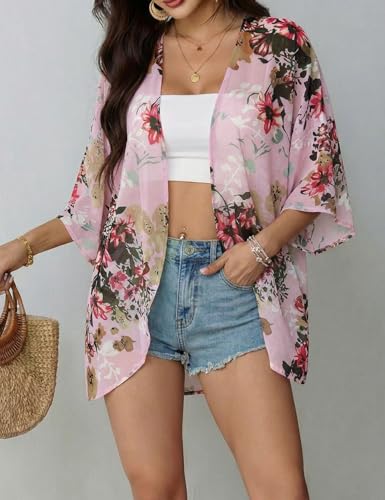 Image of Chunoy Women Summer Beach Wear Cover Up Chiffon Kimono Cardigan Open Front Blouse Top