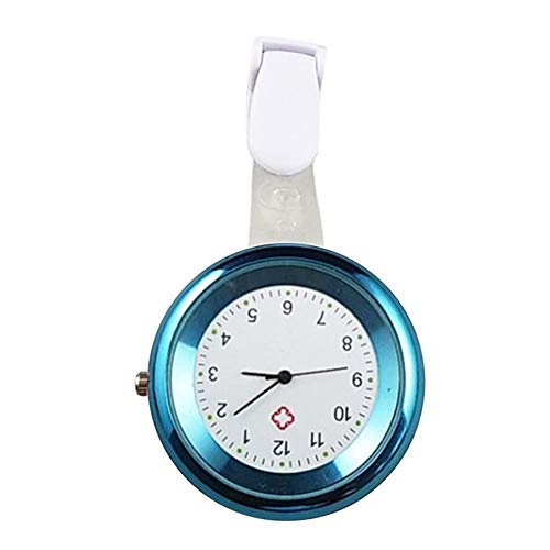 Goodtimes28 Taschenuhr, rund, analog, Quarz, zum Anklippen, für Krankenschwestern, Ärzte blau