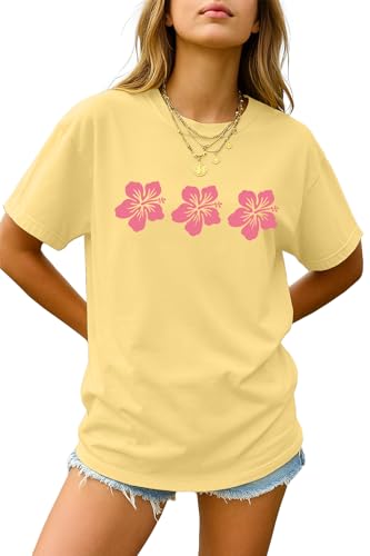 Women's T Shirts Flower Graphic Tees Y2K Aesthetic Short Sleeve Shirts Summer Casual Loose Casual Tops2