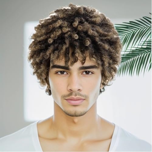 Gnimegil FBA-KDNW892-3 Ombre Blonde Dreadlock Wig Male Short Braided Wigs Fake Dreads Men Guys Wig Natural Afro Synthetic Hair Braids Short Braid Wig thumb #2