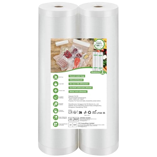 BoxLegend Rouleau Sous Vide Alimentaire 28x600cm 2 Rouleaux Convient à Toutes les Machines D'étanchéité Sous Vide, pour la Conservation des Aliments et la...