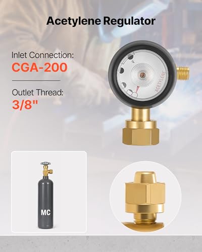Image of VEVOR Air Acetylene Torch Kit, Acetylene Gas Welding Tool with 11.8FT Rubber Hose, PL-8A Self-Lighting Welding Tip & CGA200 Regulator, Swirl Frame Brazing Torch Kit for Home Industrial Metalworking