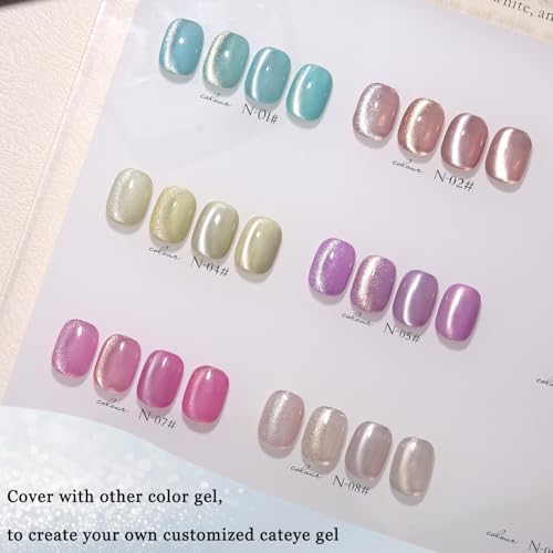 Esmalte de uñas gel cat eye dorado y plateado, pack 2x8ml miniatura 6
