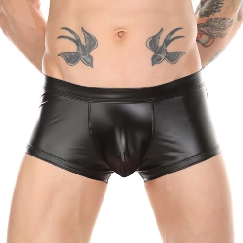 Men String Thong Exotic Men's Underwear Thongs and G-strings Sexy Leather Mens Thong Underwear with Bulge Pouch2