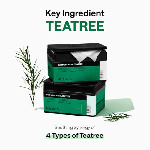 Image of MEDIHEAL Derma 365 Teetree Mask (30 Masks) - Daily Skin Care Mask for Deeply Comforting and Calming Skin with Teatree Active 4X