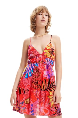 Robe de plage Desigual Hossegor vêtement été léger rouge tropical à bretelles