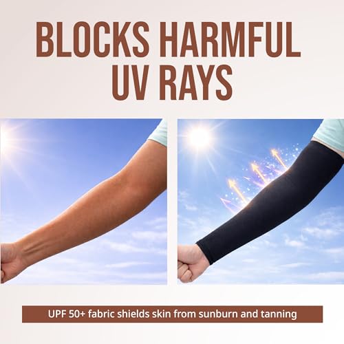 Image of UV Sun Protection Arm Sleeves for Men & Women - UPF 50+ Cooling Hand Cover for Biking, Cricket, Driving & Cycling - Tan Protection Guard