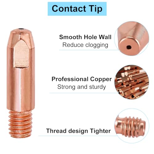 24KD MB24 Contact Tips Kits 0.8mm/0.30" Tip Conical Gas Nozzle Tip Holder Diffuser Fit 24KD MB24 MIG MAG Co2 Welding Torch Gun Consumables Easy Installation Accessories (22 Pcs)
