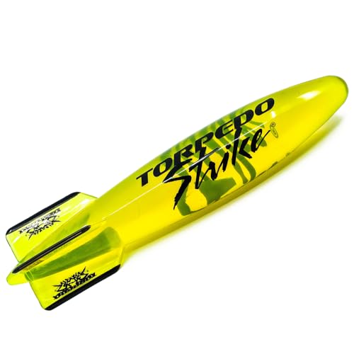 Torpedo Strike DartFin 11.25 Pro Size Ultra Premium Pool Torpedo Rocket Glides Up to 40 Feet Like Underwater Football for Underwater Passing Games Underwater Torpedo Large Diving Toy Glider (Yellow)