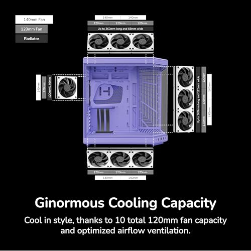 Image of HYTE Y70 Modern Aesthetic Gaming PC Case - Panoramic Glass | High-Airflow Design | Cable Management | Dual Chamber ATX Mid-Tower Chassis | 10 Fan Capacity | Luxury PCIe 4.0 Riser Cable - Taro (Purple)