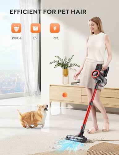 Cordless Vacuum Cleaner, 450W 38KPA, Up to 55Mins, Smart Touch Display