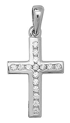 Pendentif croix en or blanc et zirconium, un cadeau précieux pour elle