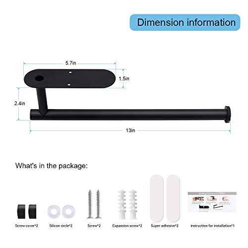 Astofli Paper Towel Holder Under Cabinet, Self Adhesive And Drilling Paper Towel Holder Wall Mount, Under Cabinet Paper Towel Holder For Kitchen, Black Paper Towel Holder Sus304 Stainless Steel #TOP1