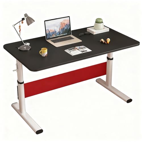GUANGBY 昇降式デスク スタンディングデスク 手動リフトテーブルリフト 多機能コンピュータテーブル 組み立て簡単 手動 一枚板 シンプ レバー式 可能な オフィス、病院、家庭、一人暮らしに最適用 人間工学 机の高さ調節可能(黒と白,100x50x65